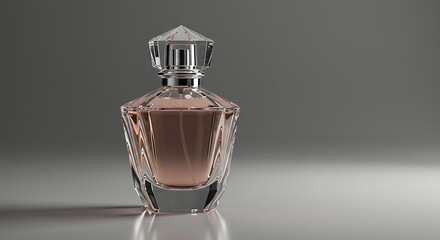 Glass Perfume Bottle with Sharp Reflections, Elegant Design