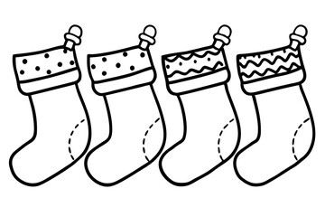 Christmas Stocking Line Art Set