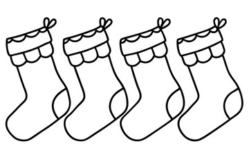 Christmas Stocking Line Art Set