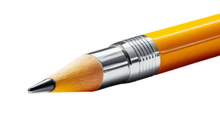 Yellow pencil with sleek design on transparent background
