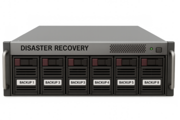 Disaster recovery server showing multiple backups on transparent background