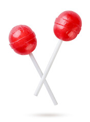 Two lollipops flying on a white background. Isolated