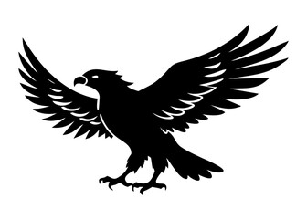 Obraz premium Simple Single Eagle Silhouette – Minimal Bird Vector on White Background
