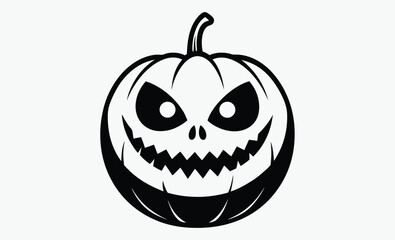 Halloween pumpkin face, Simple Halloween scary pumpkin with funny face in flat style 