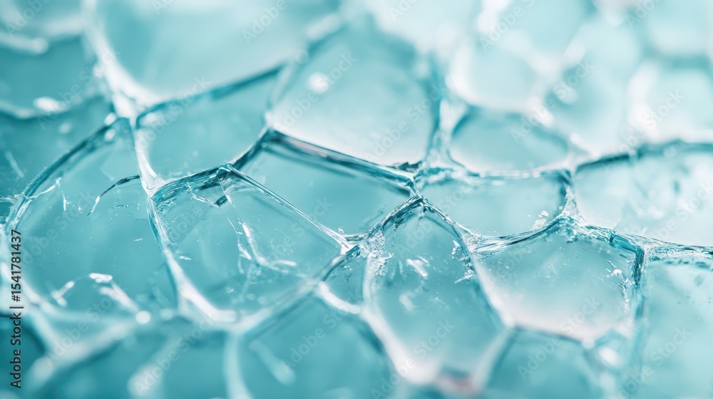 Poster a stunning close-up of jagged shards of ice, reflecting light in a mesmerizing pattern, representing
