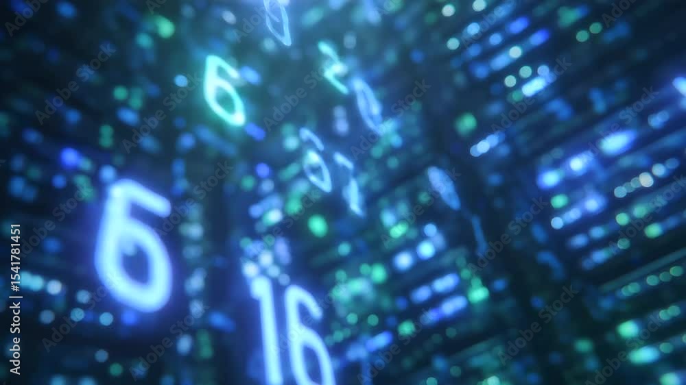 Poster a cutting-edge server room showcasing advanced post-quantum cryptography technology.