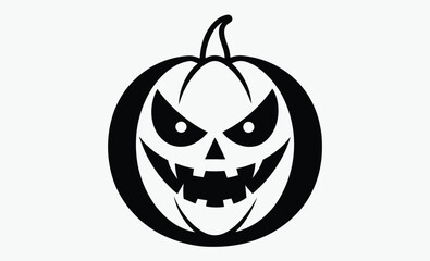 Halloween pumpkin face, Simple Halloween scary pumpkin with funny face in flat style 