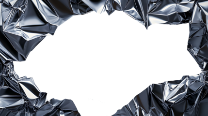 Silver Tin Mirror, Sleek aluminum foil, Silver foil, black aluminum foil   Isolated on white background, clipping path included, transparent png.