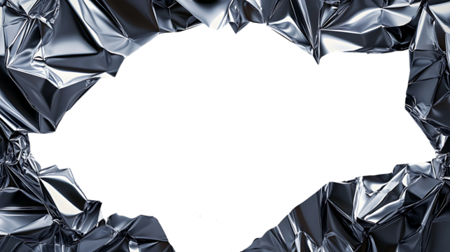 Silver Tin Mirror, Sleek aluminum foil, Silver foil, black aluminum foil   Isolated on white background, clipping path included, transparent png.