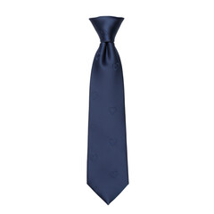 Elegant navy blue tie with delicate heart embossing