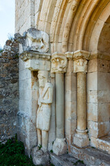 Romanesque Carving Detail, Hermitage of San Pantaleón de Losa, Burgos, Castile and León, Spain