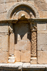 Detail of Romanesque Window, Hermitage of San Pantaleón de Losa, Burgos, Castile and Leon, Spain