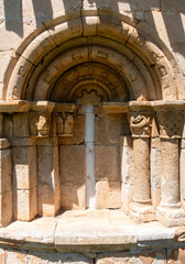 Detail of Romanesque Window, Hermitage of San Pantaleón de Losa, Burgos, Castile and Leon, Spain