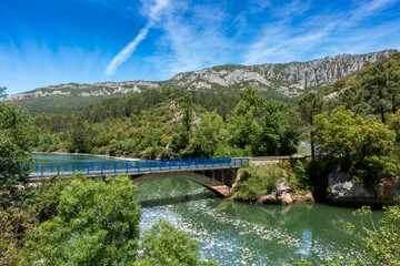 Scenic Bridge over Embalse de Cereceda, Burgos, Castile and Leon, Spain