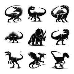 Dinosaur bundle on isolated wite background
