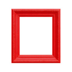 Empty Red Picture Frame on White Background
