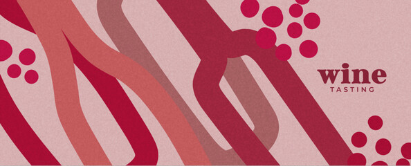 hand-drawn wine design template – banner, card or invitation with retro minimalist background