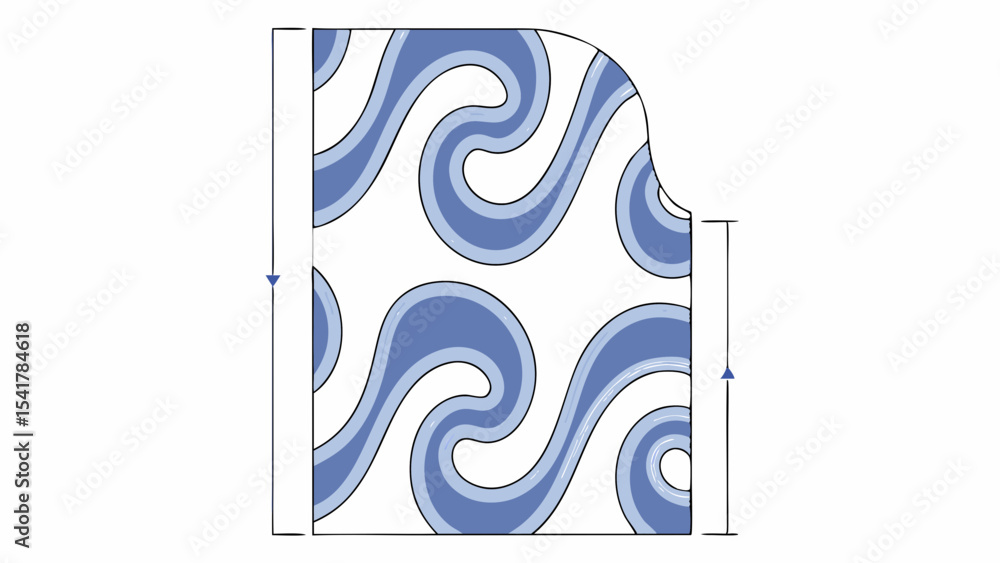 Poster stylish blue wave pattern design with smooth curves and flowing lines