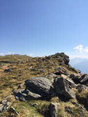 view from rocks in the mountains