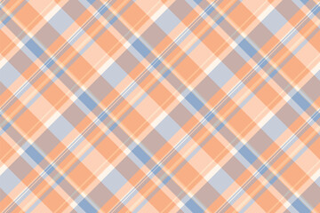 Flowing texture background pattern, silk textile tartan plaid. Tee fabric vector check seamless in light and orange colors.