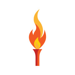 Illustrative vector image of a simple torch depicting flame and fire elements on white background