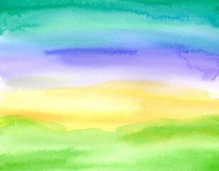 abstract watercolor background sunset sky green purple 