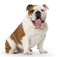 Obraz premium Adorable bulldog puppy sitting white background