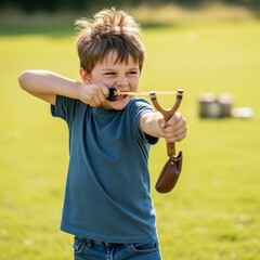 boy with a slingshot