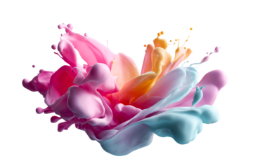 Colorful splash of liquid against a transparent background