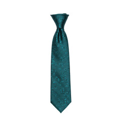 Elegant teal tie with delicate floral embossing