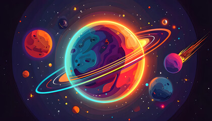solar system in the space