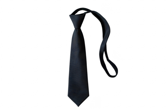 Dark navy necktie, draped against black background