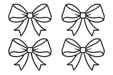 Elegant Christmas Bow Line Art Vector Set