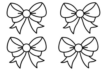 Elegant Christmas Bow Line Art Vector Set