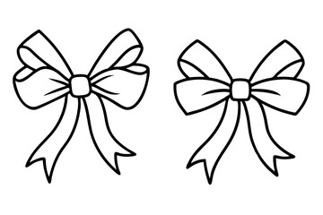 Elegant Christmas Bow Line Art Vector Set