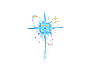 A blue exploding star tattoo sticker