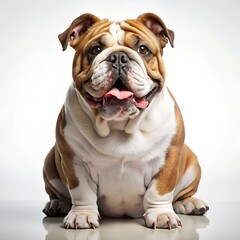 Obraz premium Adorable happy bulldog sitting studio shot