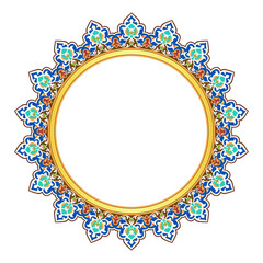 round frame with floral ornament islamic