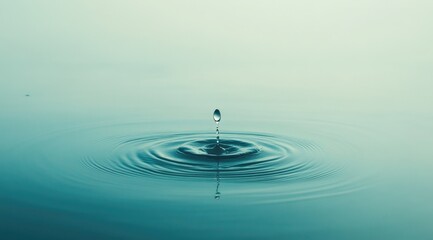 A single water droplet impacting a still surface, creating ripples