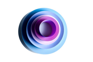 Colorful abstract concentric circles on a transparent background