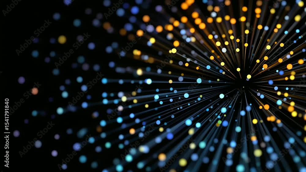 Poster vibrant visualization of quantum key exchange showcasing colorful security links.