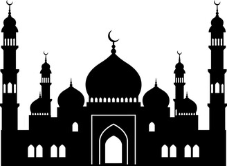 Mosque Silhouette Icon - Islamic Architecture Landmark

