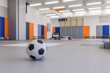 Modern school gym interior. The sport room in the school or kindergarten. 3d render