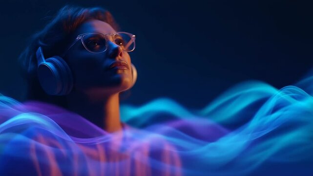 A remote worker immersed in productivity, surrounded by dynamic data waves.