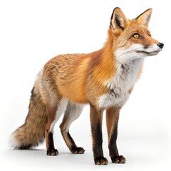 Fototapeta premium Red fox standing profile white background wildlife