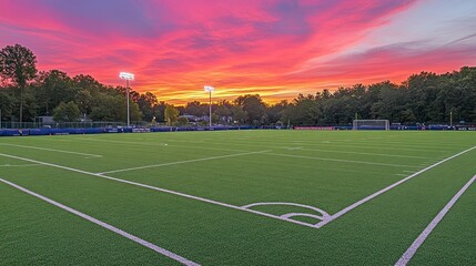 Sunset over a vibrant athletic field