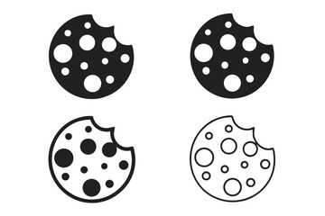 Black and white cookie icons present bite marks and a dot pattern design