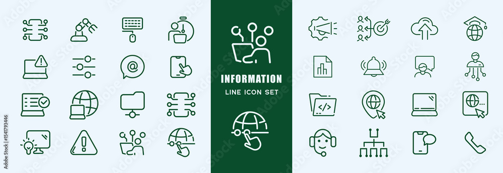 Poster information technology line icons collection. big ui icon set in a flat design. thin outline icons p