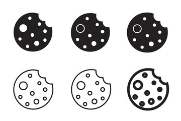 Different bitten cookie styles offer diverse minimalist choices for icons and other uses