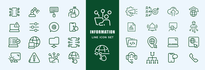 Information technology line icons collection. Big UI icon set in a flat design. Thin outline icons pack. Vector illustration EPS10